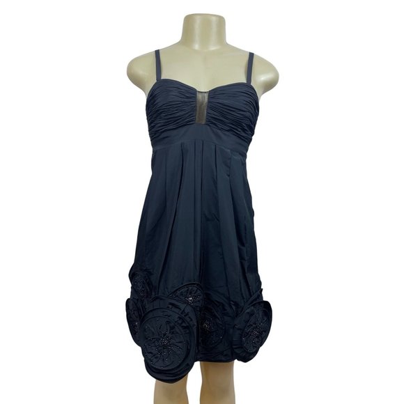 BCBG Max Azria Women’s Black Beaded Sequin Flower Cocktail Dress Sz O - Picture 3 of 14